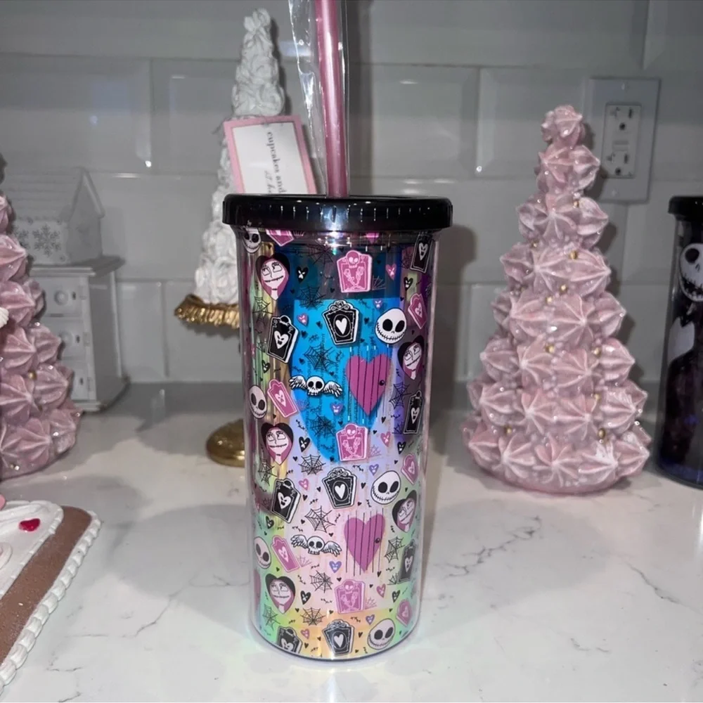 Disney Nightmare Before Christmas Holographic Colorful Skull and Heart Tumbler - Picture 3 of 4